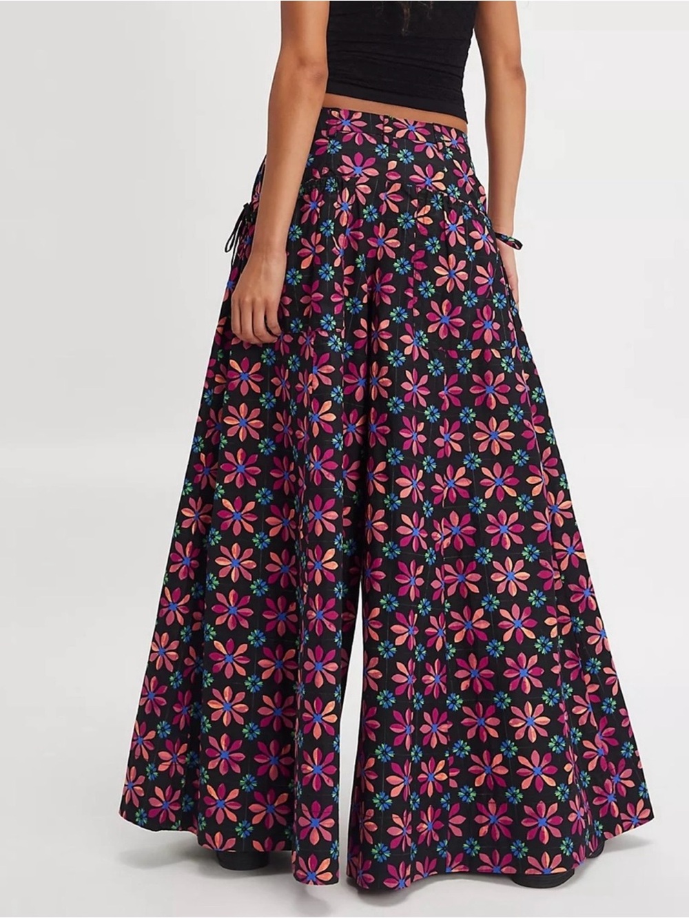 🌸 Free People 100% COTTON Miss You Most Printed Wide-Leg Pants SZ 8 NWT